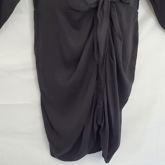 Asymmetric Tencel Shirt Dress with Pockets Size 20W Cinched Tie Front Office NEW - Picture 6 of 15